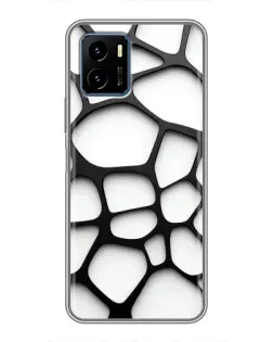 Чехол для Vivo Y15s с картинкой «Белая объемная сетка»