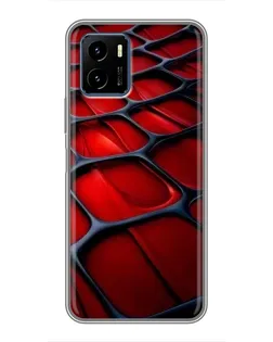 Чехол для Vivo Y15s с картинкой «Красная глянцевая сетка»
