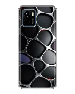 Чехол для Vivo Y15s с картинкой «Объемная темная решетка»