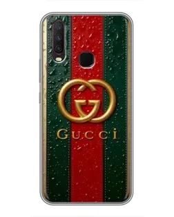 Чехол для Vivo Y17 с картинкой «Gucci — фирменная полоса и золото» Чехол для Vivo Y17 с картинкой «Gucci — фирменная полоса и золото»