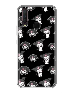 Чехол для Vivo Y17 с картинкой «Черный паттерн Kuromi»