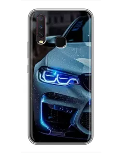 Чехол для Vivo Y17 с картинкой «Взгляд BMW с синими фарами»