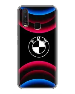 Чехол для Vivo Y17 с картинкой «Логотип BMW и неоновые дуги»