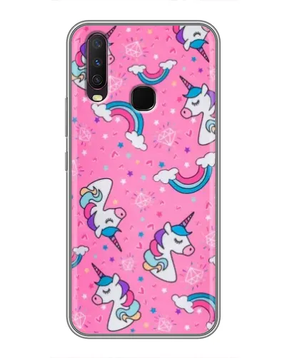 Чехол для Vivo Y17 с картинкой «Unicorn паттерн розовый»