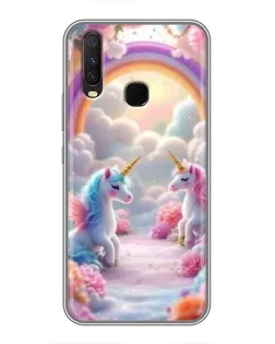 Чехол для Vivo Y17 с картинкой «Радуга и единороги»