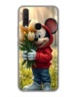 Чехол для Vivo Y17 с картинкой «Микки с тюльпанами»