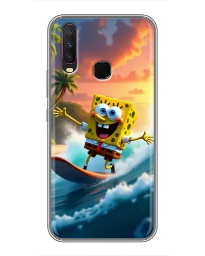 Чехол для Vivo Y17 с картинкой «Губка Боб серфингист»