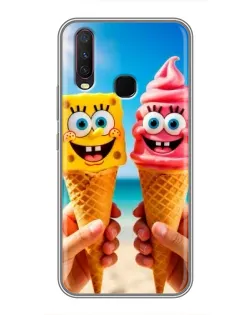 Чехол для Vivo Y17 с картинкой «Спанч Боб мороженое»