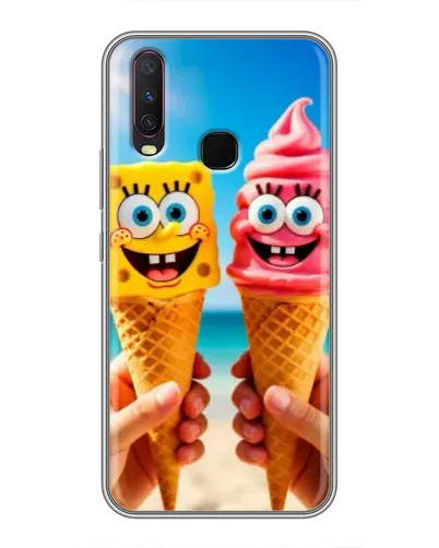Чехол для Vivo Y17 с картинкой «Спанч Боб мороженое»