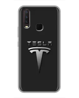 Чехол для Vivo Y17 с картинкой «Стальной логотип Tesla»