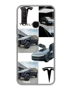 Чехол для Vivo Y17 с картинкой «Коллаж Cybertruck Tesla»