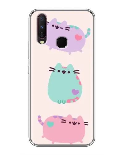 Чехол для Vivo Y17 с картинкой «Pusheen трио»