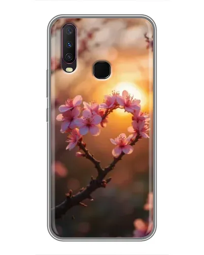 Чехол для Vivo Y17 с картинкой «Розовый цвет сердце на фоне заката» Чехол для Vivo Y17 с картинкой «Розовый цвет сердце на фоне заката»