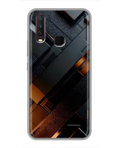 Чехол для Vivo Y17 с картинкой «Черные геометрические блоки»