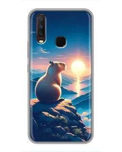 Чохол для Vivo Y17 з картинкою «Захід сонця з капібарою»