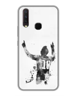 Чохол для Vivo Y17 з картинкою «Чорно-білий силует Мессі»