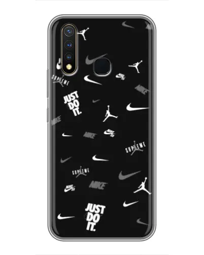 Чехол для Vivo Y19 с картинкой «Nike Black Pattern»
