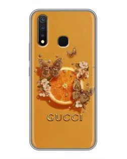 Чехол для Vivo Y19 с картинкой «Gucci — золотые бабочки»