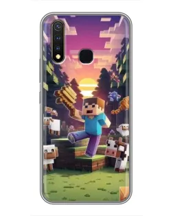 Чехол для Vivo Y19 с картинкой «Стив на ферме»