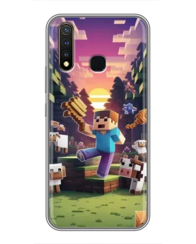 Чехол для Vivo Y19 с картинкой «Стив на ферме»