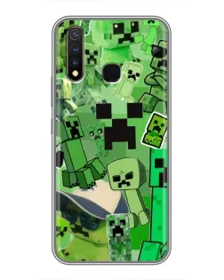 Чехол для Vivo Y19 с картинкой «Криперы Minecraft»