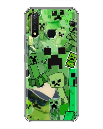 Чехол для Vivo Y19 с картинкой «Криперы Minecraft»