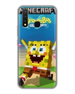 Чохол для Vivo Y19 з картинкою «Губка Боб Minecraft»
