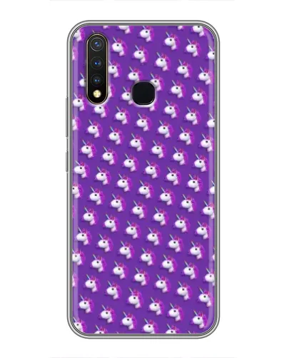 Чехол для Vivo Y19 с картинкой «Единороги на фиолетовом»