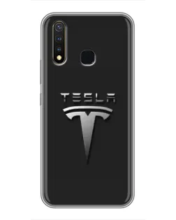 Чехол для Vivo Y19 с картинкой «Стальной логотип Tesla»
