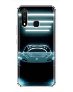 Чехол для Vivo Y19 с картинкой «Tesla в неоне»