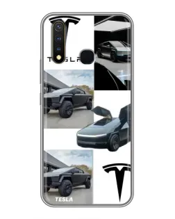 Чехол для Vivo Y19 с картинкой «Коллаж Cybertruck Tesla»