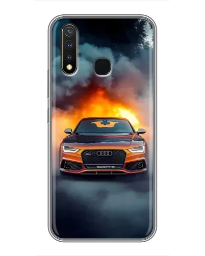 Чехол для Vivo Y19 с картинкой «Audi в огненном дыму»