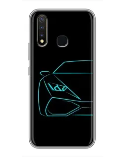 Чехол для Vivo Y19 с картинкой «Голубой силуэт Lamborghini» Чехол для Vivo Y19 с картинкой «Голубой силуэт Lamborghini»