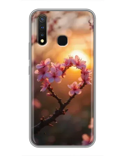 Чехол для Vivo Y19 с картинкой «Розовый цвет сердце на фоне заката» Чехол для Vivo Y19 с картинкой «Розовый цвет сердце на фоне заката»