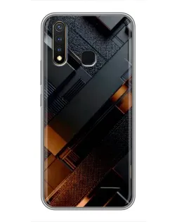 Чехол для Vivo Y19 с картинкой «Черные геометрические блоки»