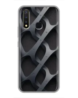 Чехол для Vivo Y19 с картинкой «Объемное серое плетение»