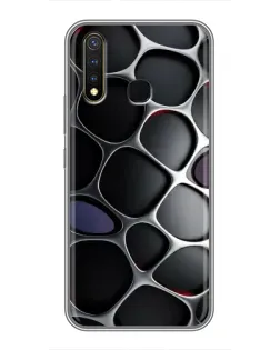Чехол для Vivo Y19 с картинкой «Объемная темная решетка»