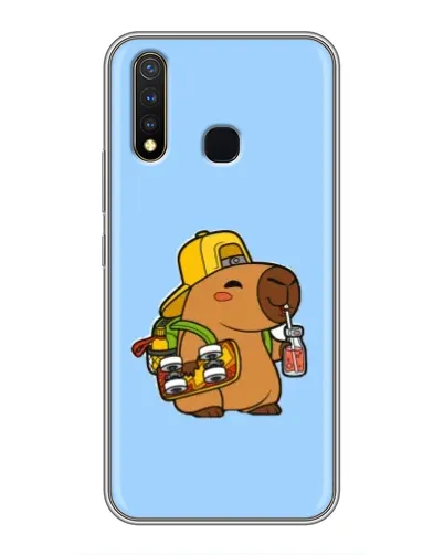 Чехол для Vivo Y19 с картинкой «Капибара на скейте»