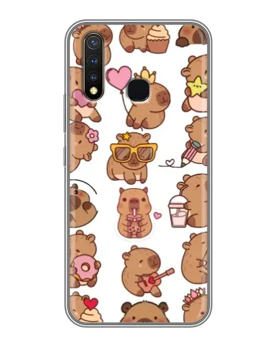 Чехол для Vivo Y19 с картинкой «Стикерпак с капибарами»