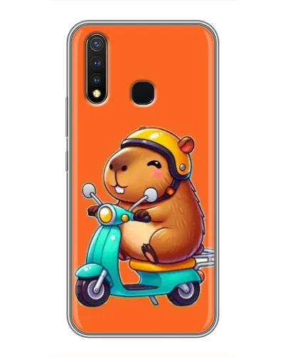Чехол для Vivo Y19 с картинкой «Капибара на скутере»