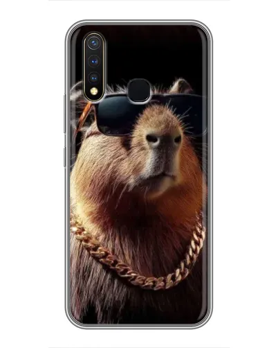 Чехол для Vivo Y19 с картинкой «Капибара золотая цепь»