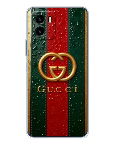 Чехол для Vivo Y19s Pro с картинкой «Gucci — фирменная полоса и золото» Чехол для Vivo Y19s Pro с картинкой «Gucci — фирменная полоса и золото»