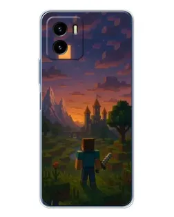 Чехол для Vivo Y19s Pro с картинкой «Стив у башни»