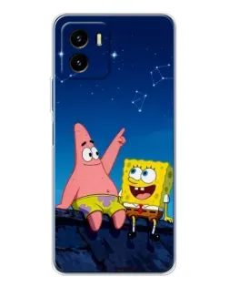 Чехол для Vivo Y19s Pro с картинкой «Губка Боб и Патрик ночью»