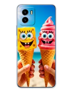 Чехол для Vivo Y19s Pro с картинкой «Спанч Боб мороженое»