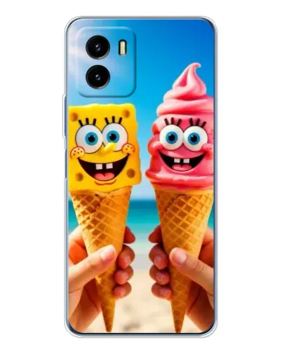 Чехол для Vivo Y19s Pro с картинкой «Спанч Боб мороженое»