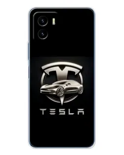 Чехол для Vivo Y19s Pro с картинкой «Tesla — серебристое авто»