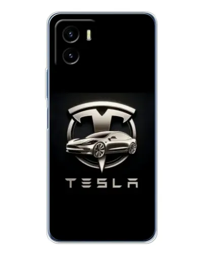 Чехол для Vivo Y19s Pro с картинкой «Tesla — серебристое авто»