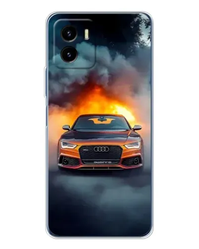 Чехол для Vivo Y19s Pro с картинкой «Audi в огненном дыму»