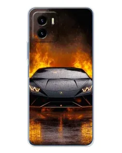 Чехол для Vivo Y19s Pro с картинкой «Lamborghini в огне»